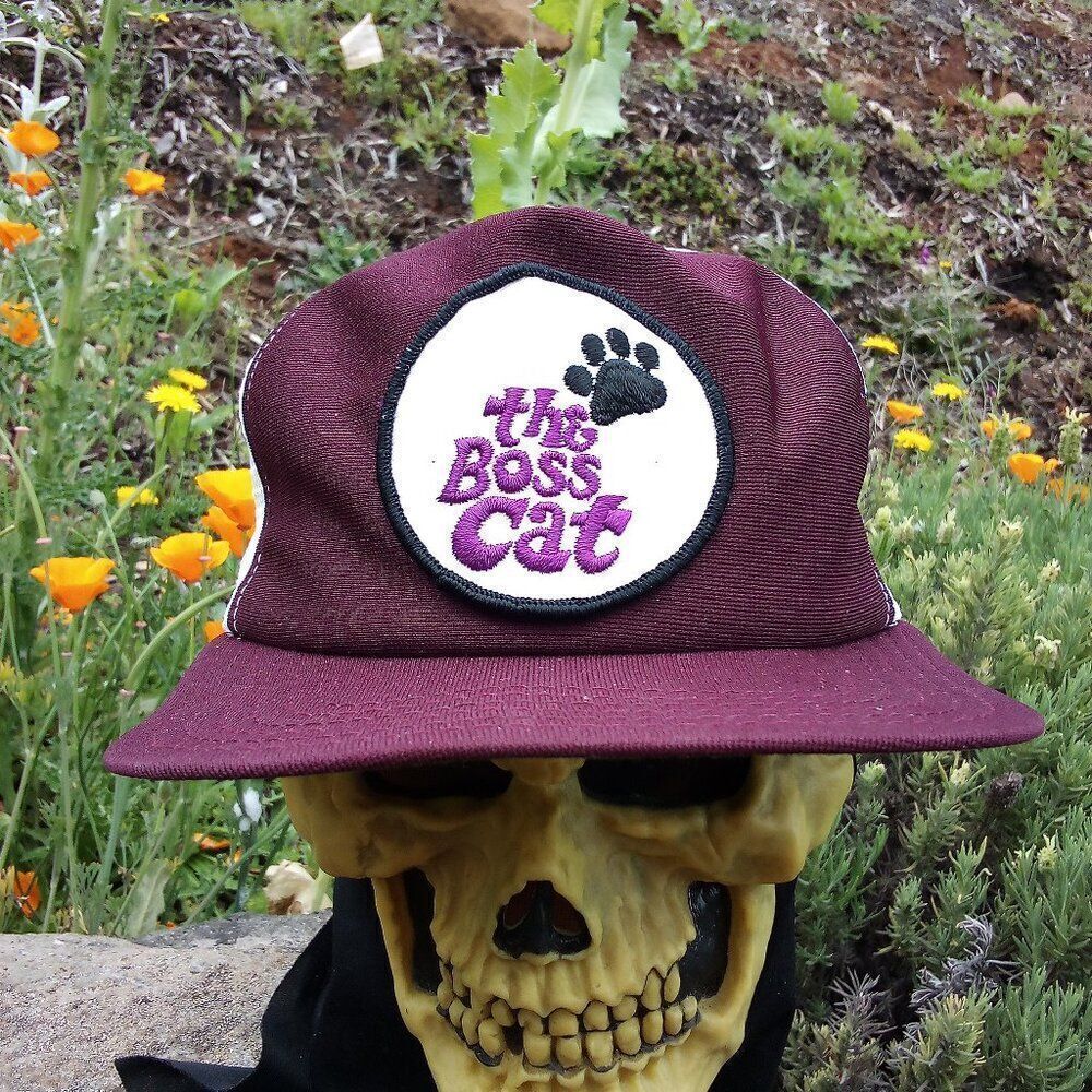 Vintage The Boss Cat Patch Snap Trucker Hat